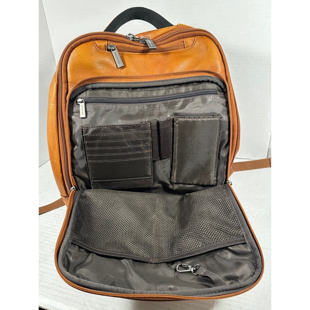 Kenneth Cole Reaction Mens Tan Cognac LeatherLaptop Backpack Business Bag 580674 - Picture 13 of 15